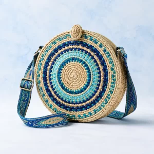 Bolso Artesanal Circular Azul